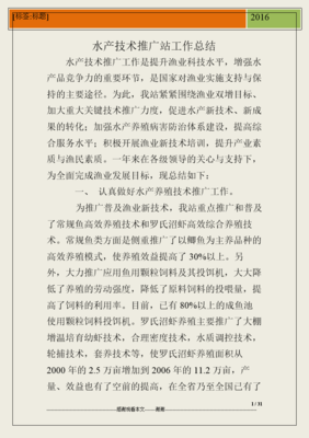 水產(chǎn)技術(shù)推廣站年度工作總結(jié) 深化技術(shù)推廣，助力產(chǎn)業(yè)增效